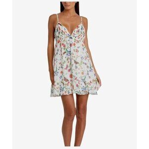 Ieena For Mac Duggal Floral Print Halter Dress Size 2 White Multicolor